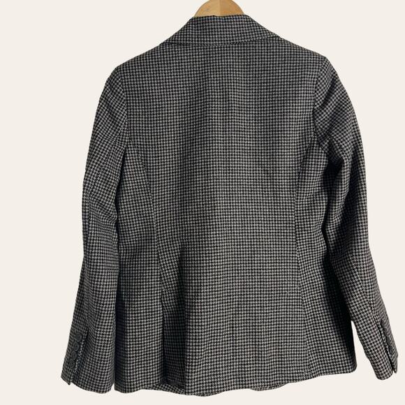 Eddie Bauer Black Brown Houndstooth Classic Wool Blazer Jacket Size 4P - Picture 5 of 8